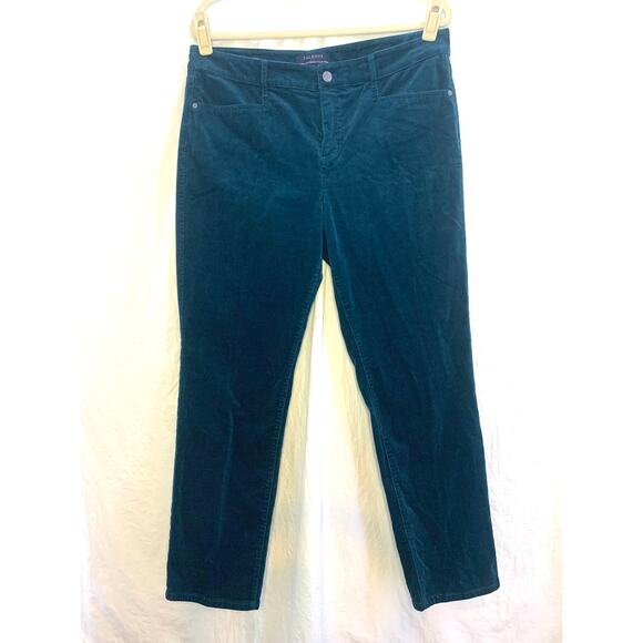 Talbots Teal Corduroy Stretch Pant High Waist Straight Leg Simply Flattering 14P - Picture 1 of 10